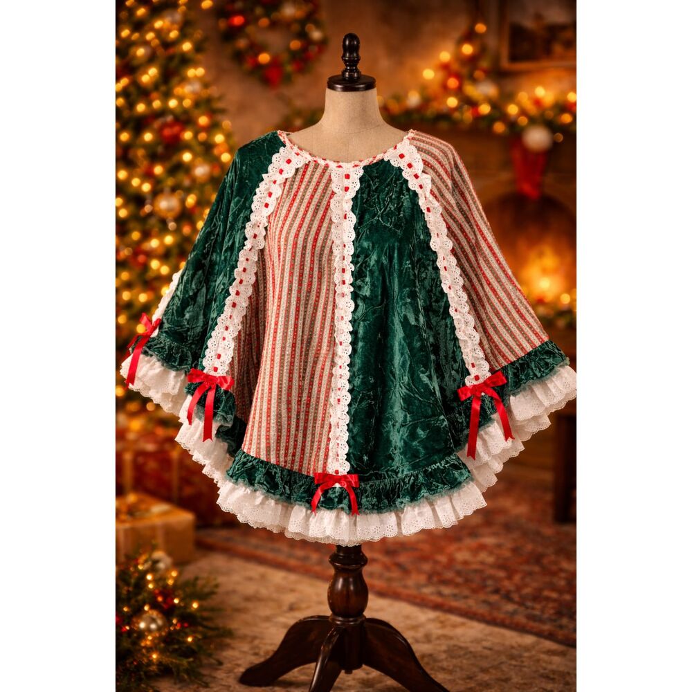 colorful vintage boho Poncho  | Festive Cottage Style